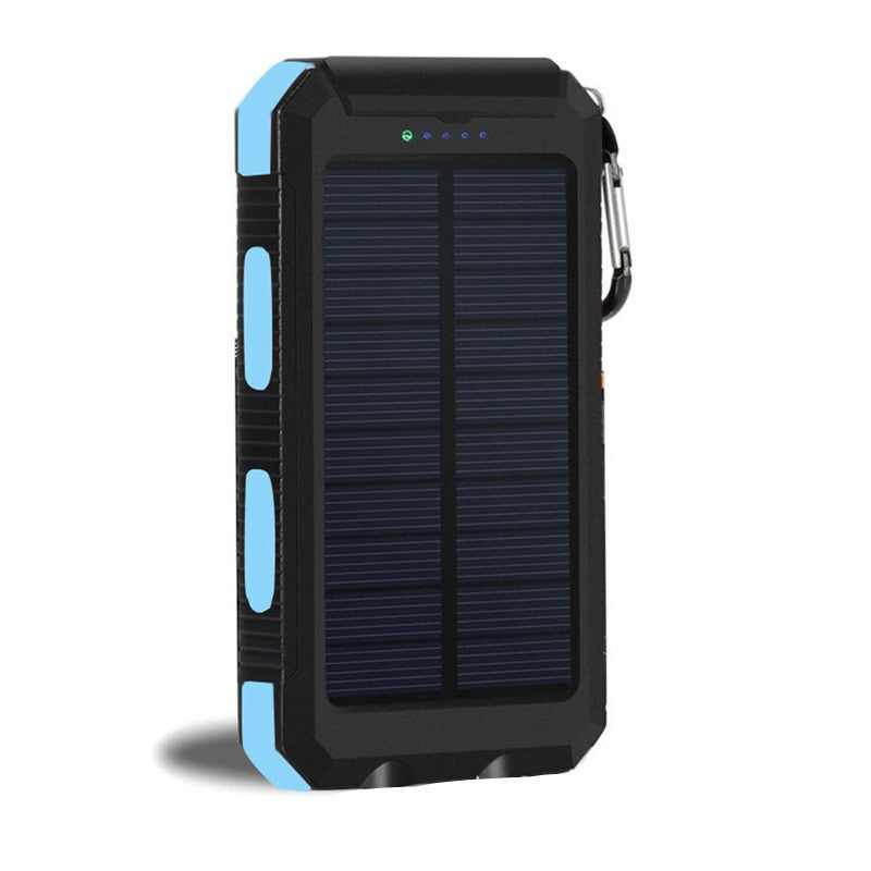 Solar-powered power bank with impact-resistant design and integrated carabiner Stornfield