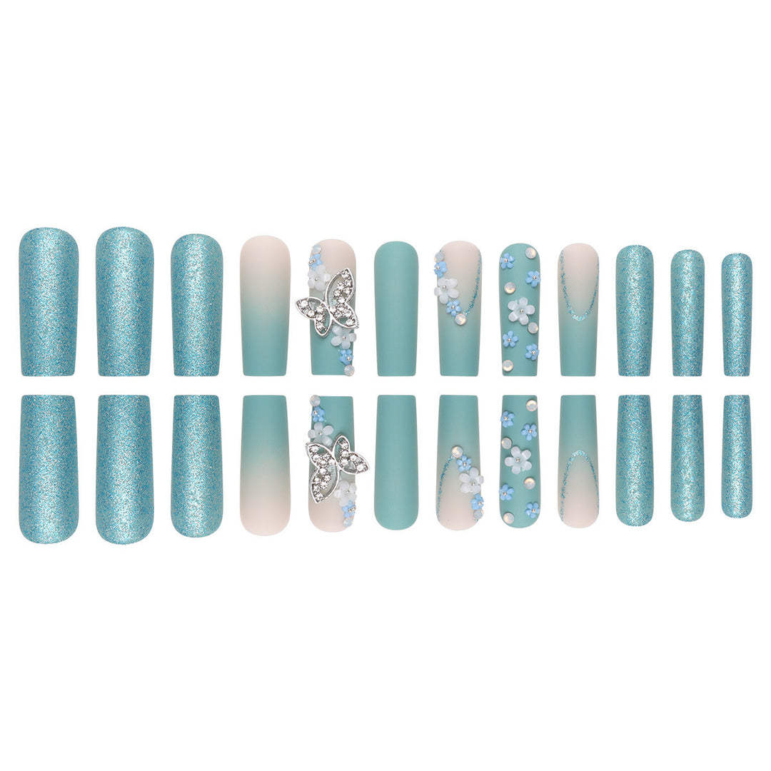 Artistic Butterfly-Embellished Press-On Nail Set Stornfield