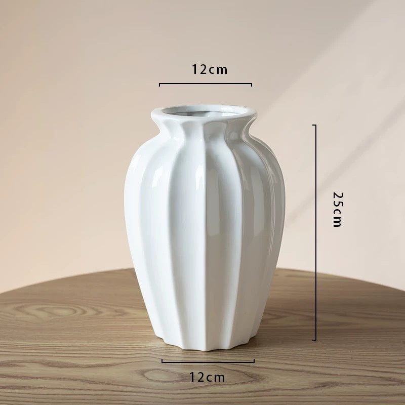 Elegant Fluted Ceramic Vase