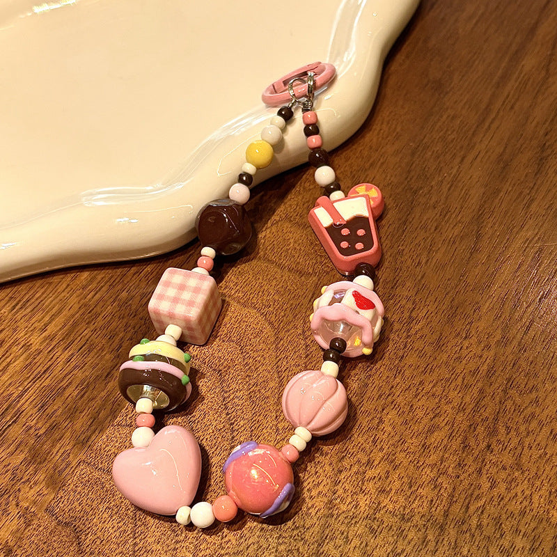 Playful Food-Themed Beaded Keychain Stornfield