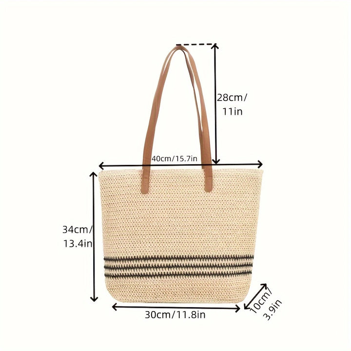 Versatile straw tote bag with leather handles Stornfield