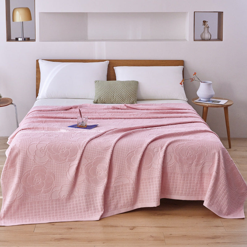 Textured Jacquard Cotton Bath Towel Set with Floral Relief Pattern
