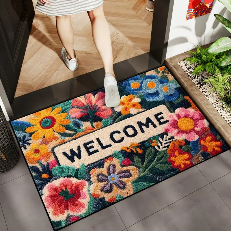 Floral Patterned Welcome Mat Stornfield