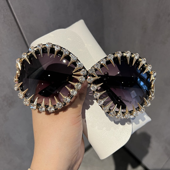 Women's stylish oversized sunglasses with eye-catching stud design Stornfield