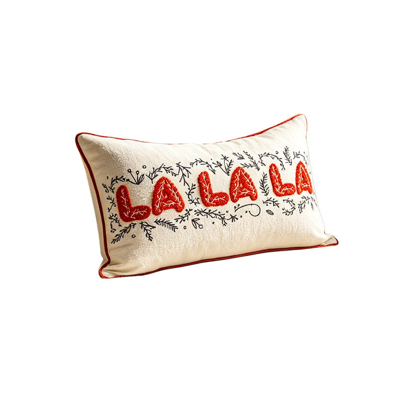 Embroidered Textured Christmas Tree Square Throw Pillow Cover