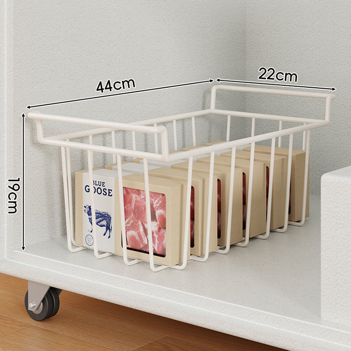 Slide-Out Wire Freezer & Fridge Food Storage Basket with Raised Handle and Ventilated Base