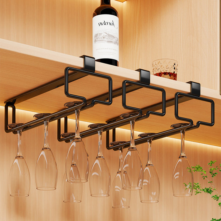 Under-Shelf Stainless Steel Double-Row Wine Glass Holder Rack
