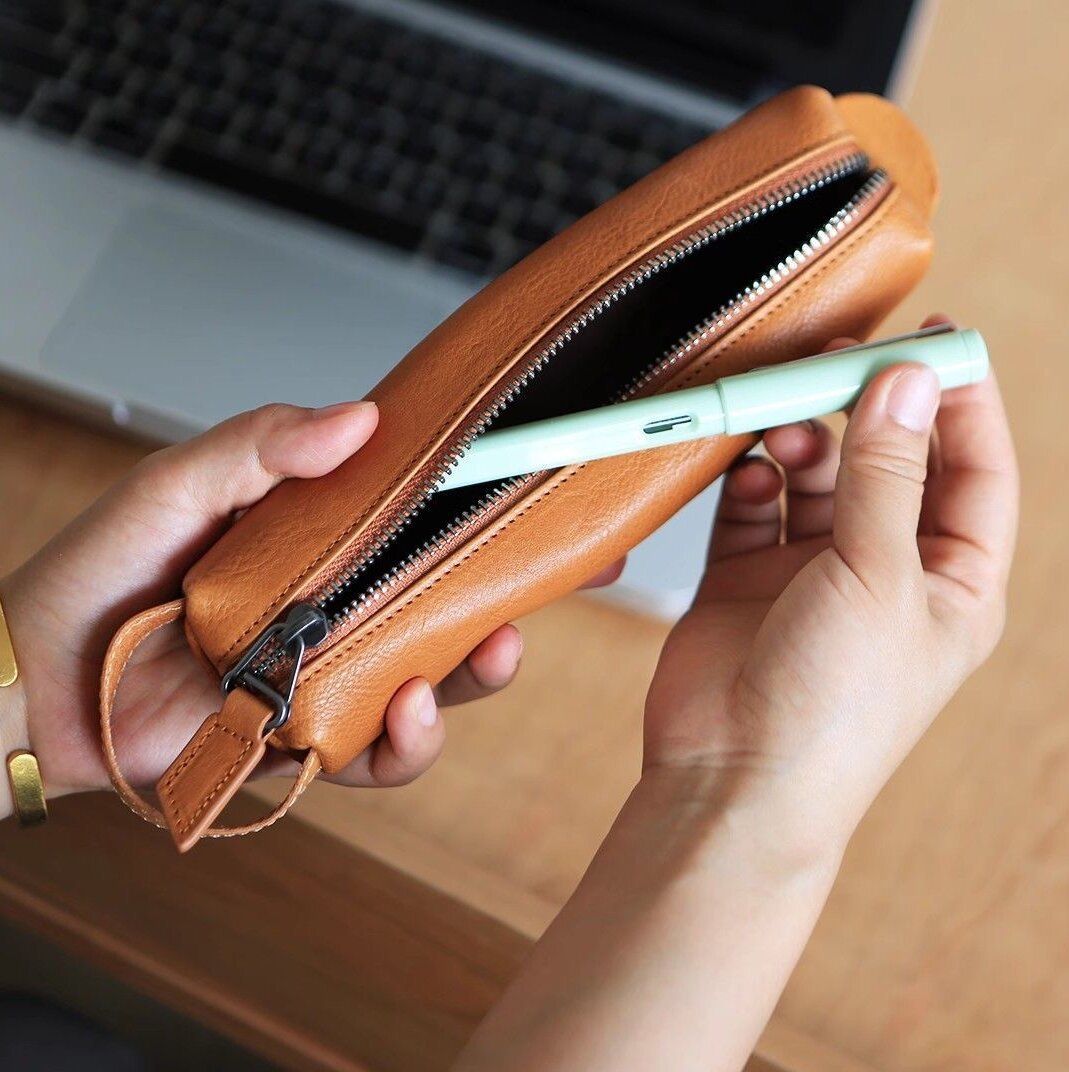Stylish Zippered Leather Pencil Case Stornfield