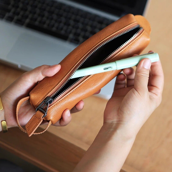 Stylish Zippered Leather Pencil Case Stornfield