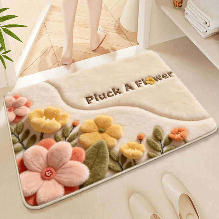 Floral-Themed Soft Microfiber Bath Mat