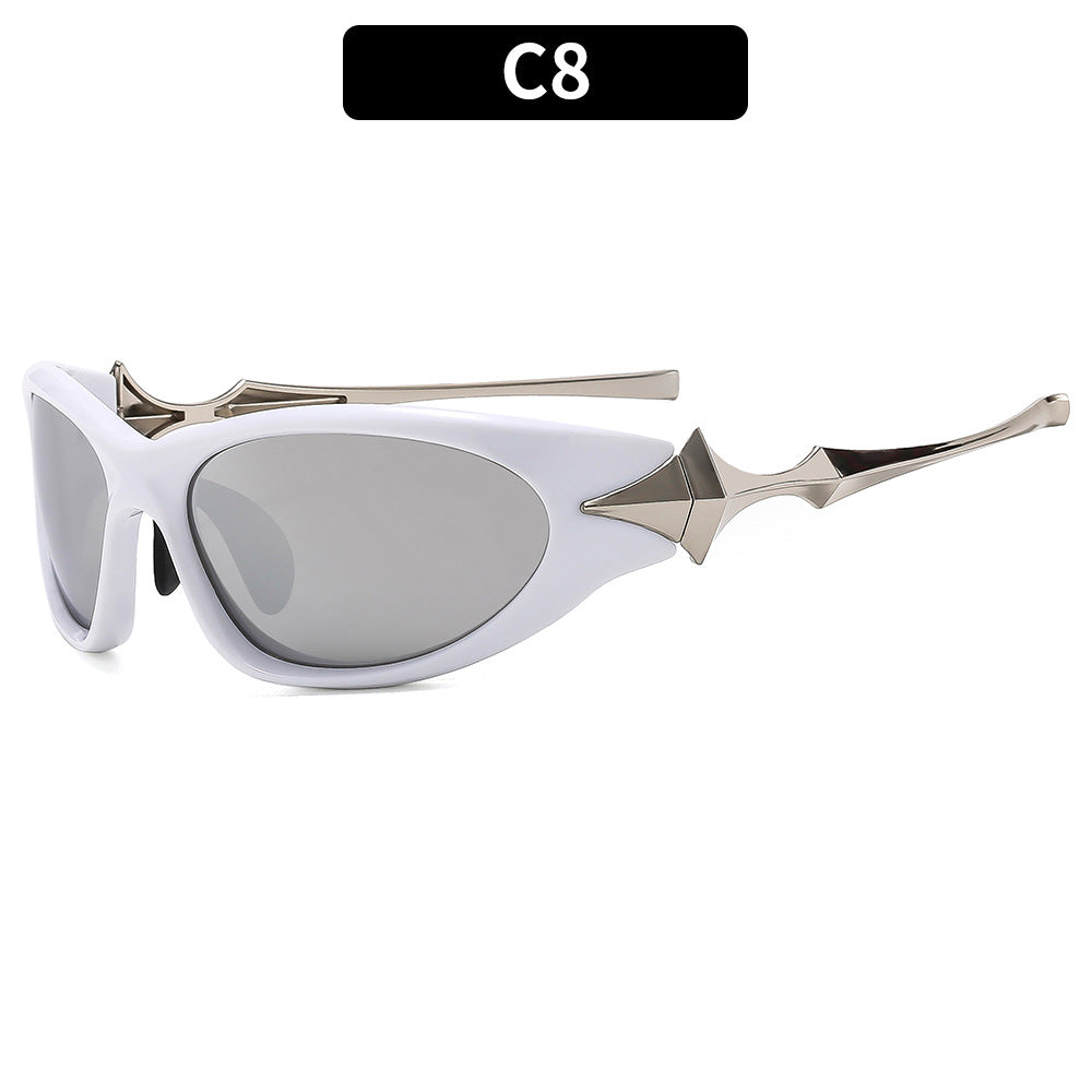 Futuristic Shield Sunglasses with Metallic Accents