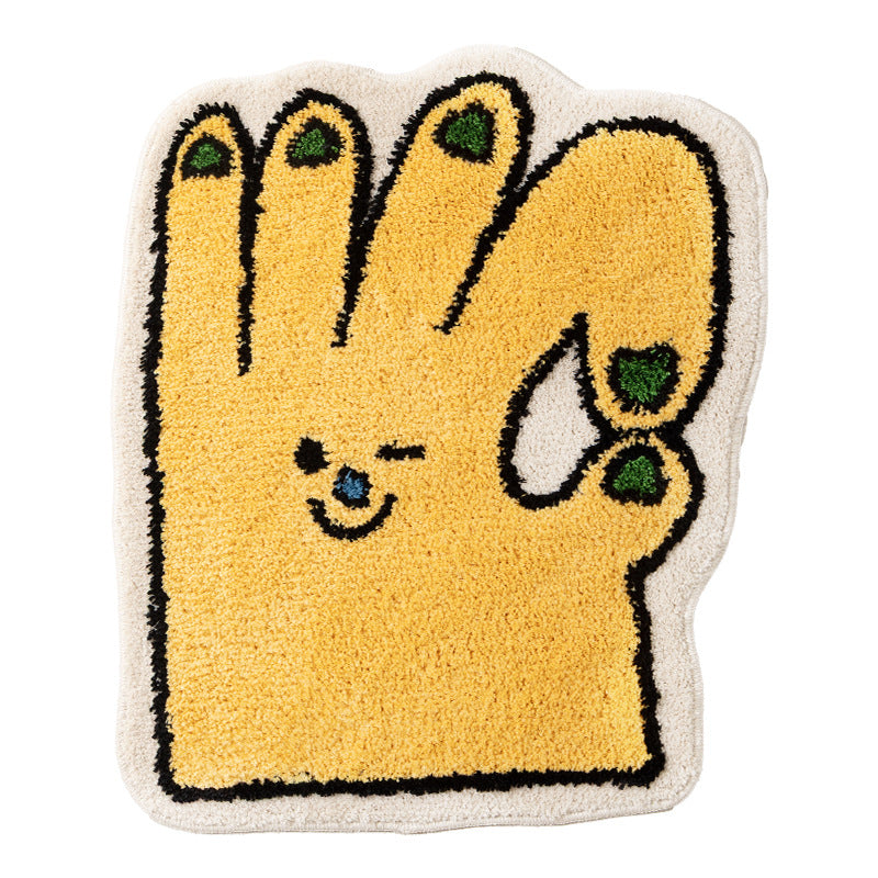 Funny hand-shaped bath mat made of non-slip microfiber plush Stornfield