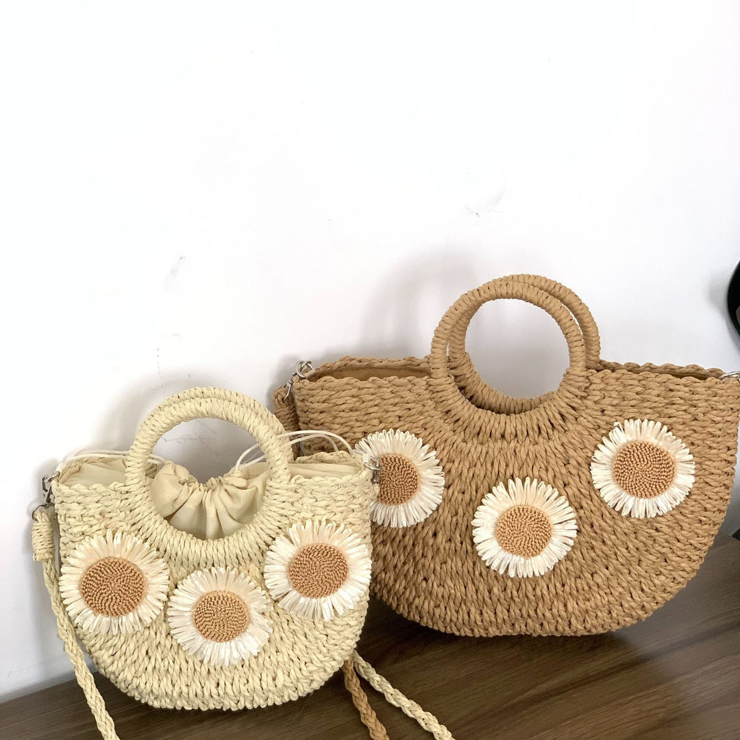 Handbag made of natural material with floral accents Stornfield