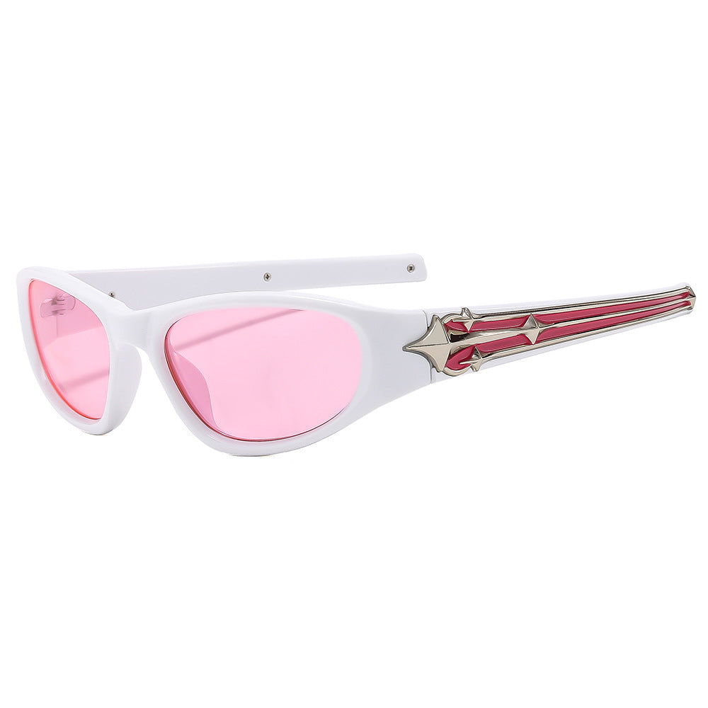 Fashion-Forward Shield Sunglasses with Decorative Frame Design Stornfield
