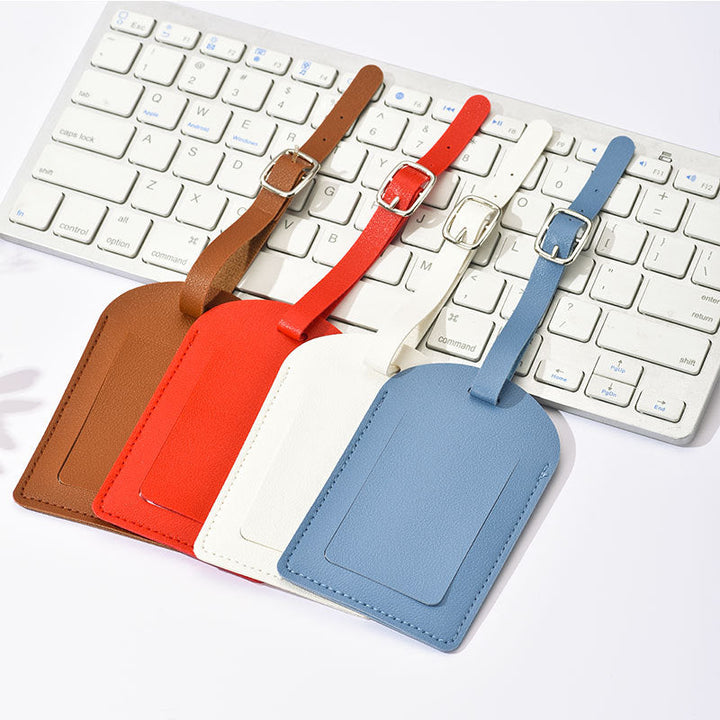 premium PU leather luggage tag with adjustable buckle strap Stornfield