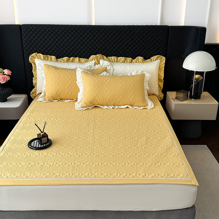 Quilted Microfiber Bedspread Set with Ruffled Pillow
