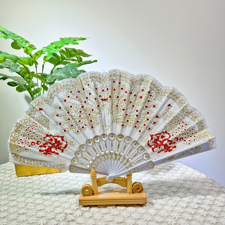 Women Folding Hand Fan with Elegant Embroidery Stornfield