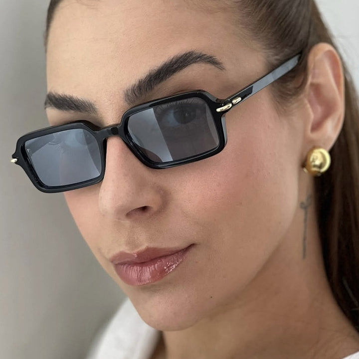 Women's fashionable square sunglasses with stylish plastic frame and blue lenses Stornfield