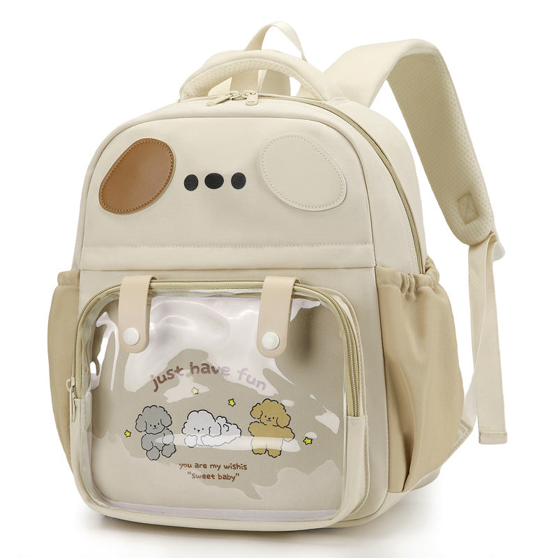 Backpack with Transparent Compartment and Playful Design Stornfield