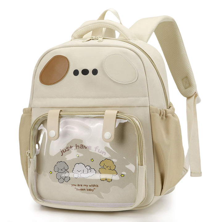 Backpack with Transparent Compartment and Playful Design Stornfield