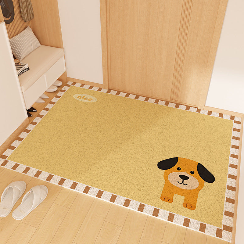 Playful Striped Dog Print Welcome Mat Stornfield