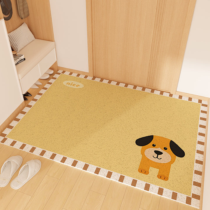Playful Striped Dog Print Welcome Mat Stornfield