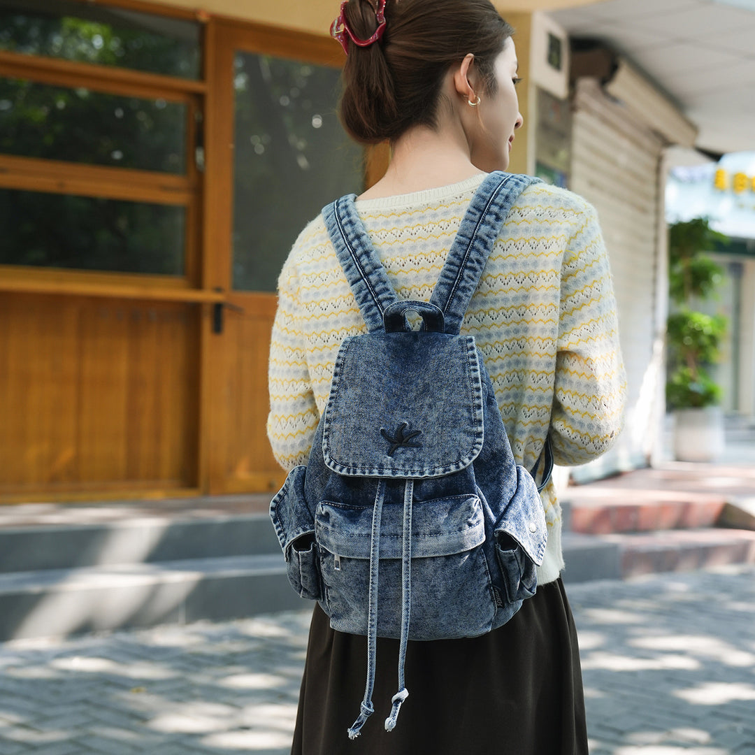 Stylish Denim Drawstring Backpack Stornfield