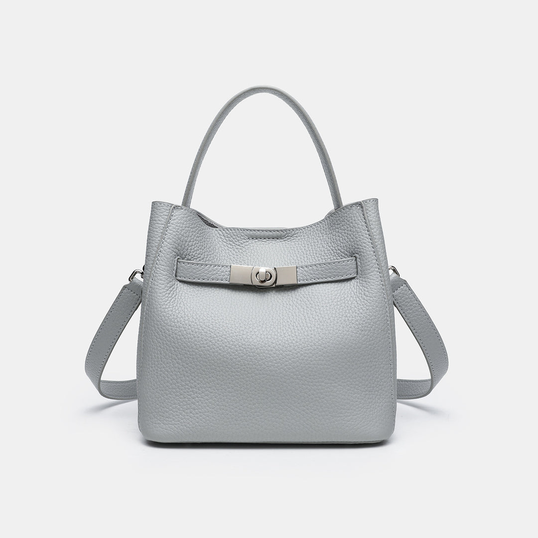 Textured Leather Handheld Tote Bag