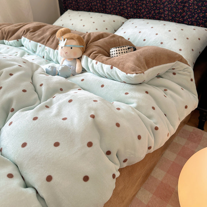 Children's Plush Reversible Teddy Patchwork Comforter Bed Set