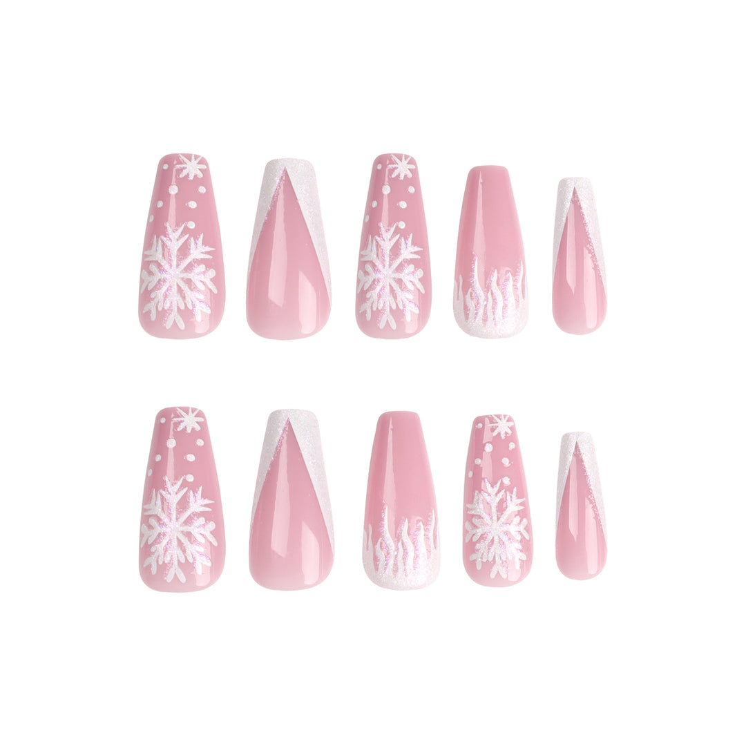 Artful Stiletto Nails with Snowflake Design Stornfield