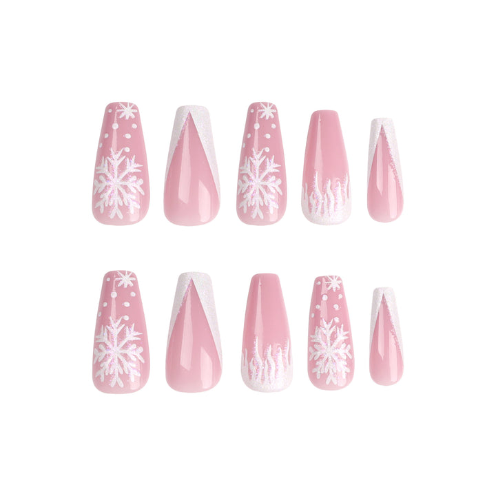 Artful Stiletto Nails with Snowflake Design Stornfield