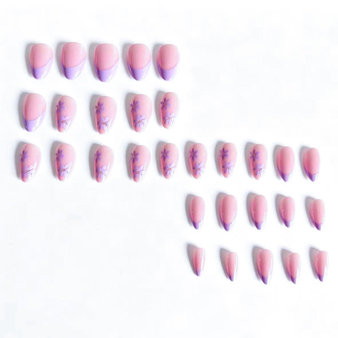 Artistic Floral-Embellished Press-On Nail Tips Stornfield