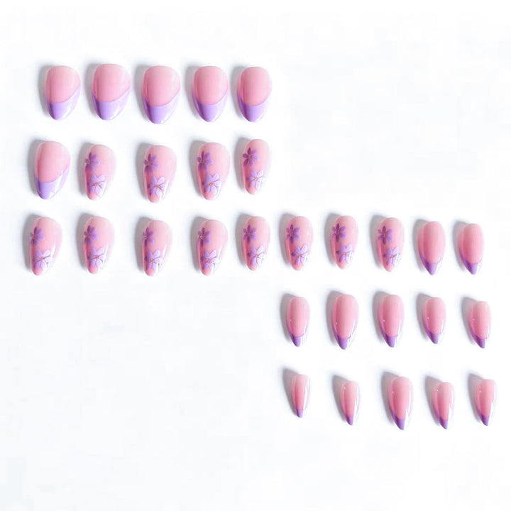 Artistic Floral-Embellished Press-On Nail Tips Stornfield