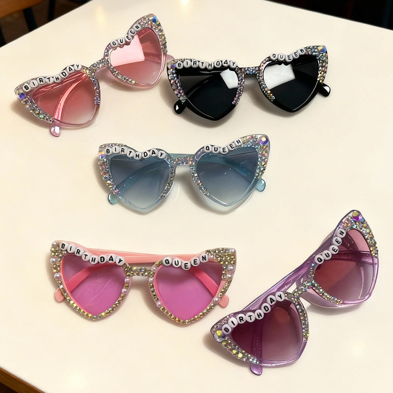 Decorative Rhinestone-Embellished Heart-Shaped Sunglasses Stornfield
