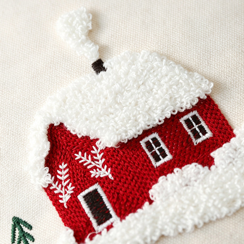 Tufted Chenille Embroidered Holiday Throw Pillow Covers
