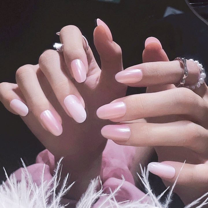 Glossy French Tip Press-On Nails Set