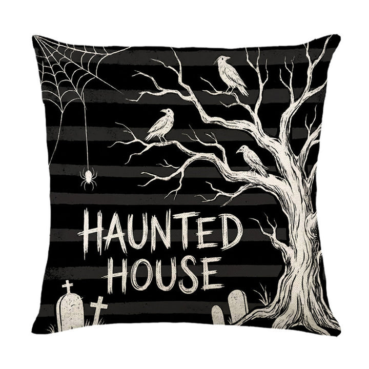 Halloween Ghost Cotton-Linen Square Throw Pillow Covers Set with Hidden Zipper