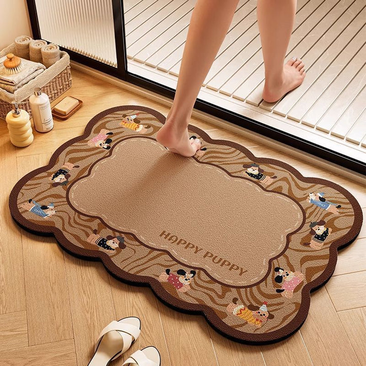 Playful Dog-Themed Bath Rug