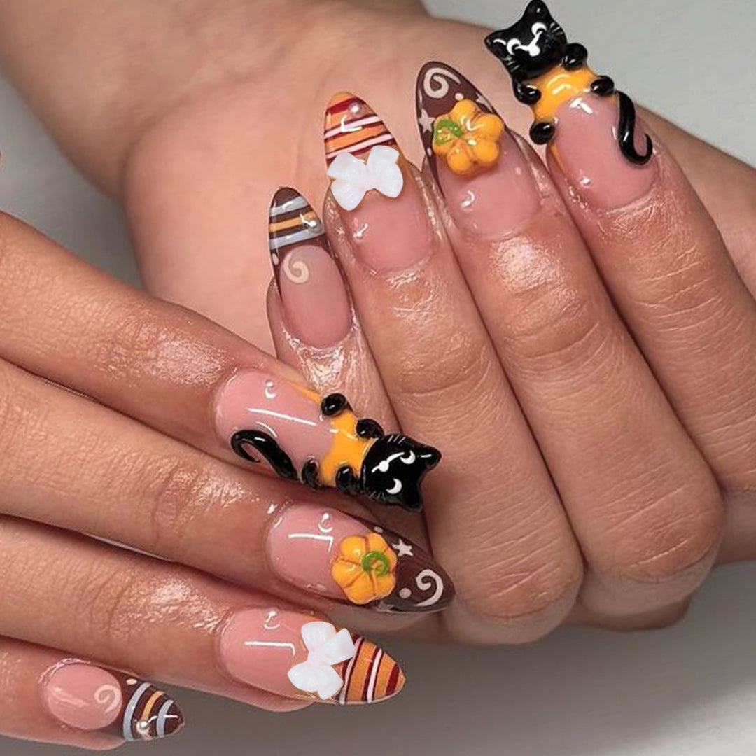 Playful Cat-Themed 3D Nail Art Extensions Stornfield