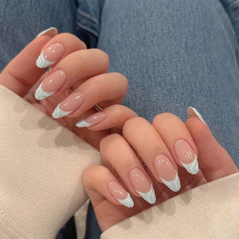 Artistic Press-On Nail Set with Elegant Swirl Design Stornfield