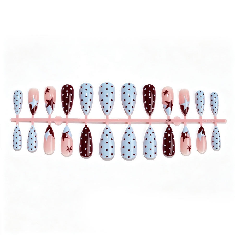 Acrylic nail set with creative dot and star design Stornfield