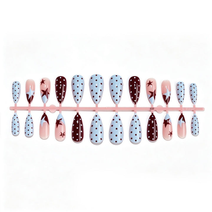 Acrylic nail set with creative dot and star design Stornfield