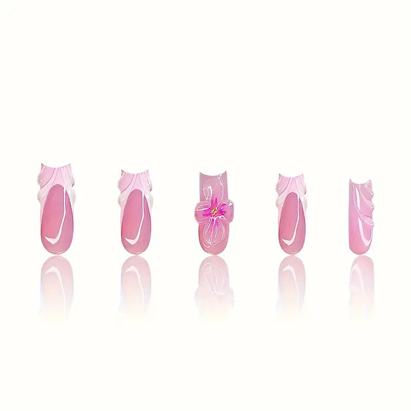Decorative Floral Acrylic Nail Art Enhancements Stornfield