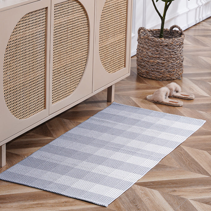 Flat-woven runner rug with check pattern and decorative border stripe Stornfield