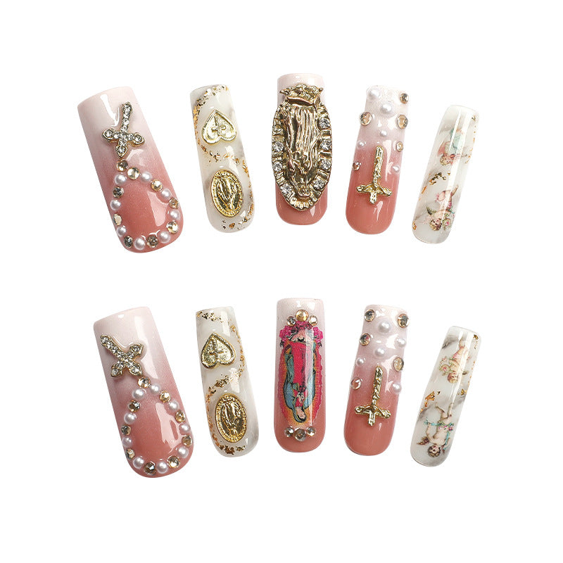 Glamorous artificial nail set with elegant decorations and glitter accents Stornfield