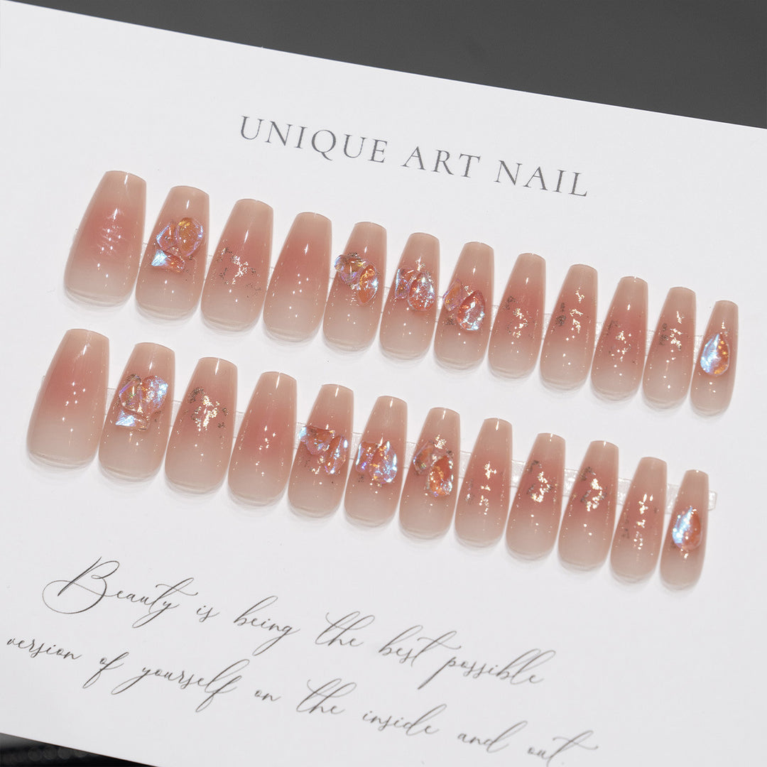 Artistic Press-On Nail Tips with Floral Design Stornfield