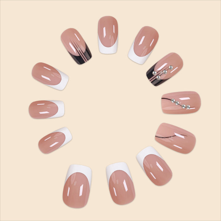 Elegant Crystal Accent Nail Art