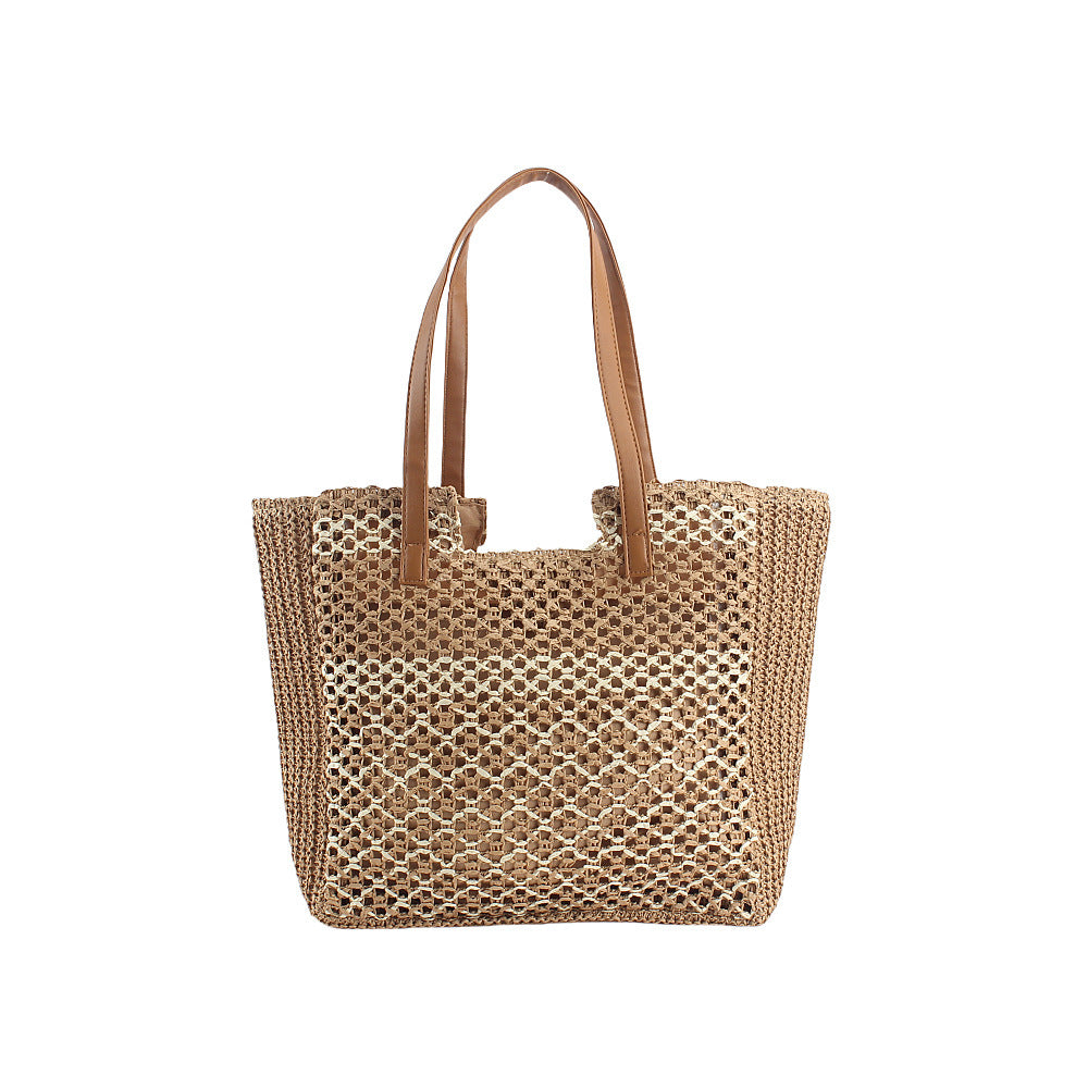 Handcrafted basket bag with leather handles Stornfield