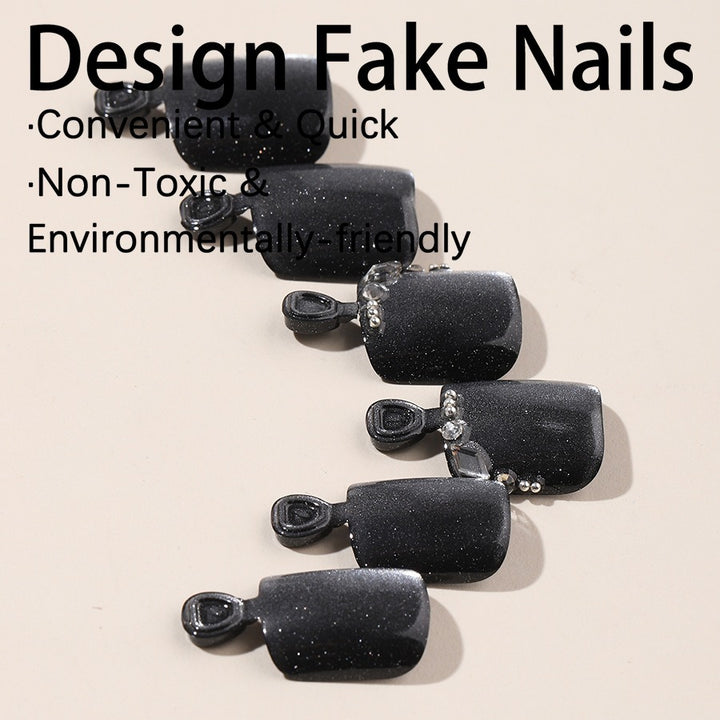 Artificial nail set with glossy surface and care accessories Stornfield