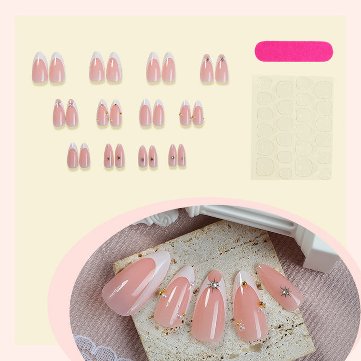 Decorative Press-On Nail Set with Elegant Star and Gem Accents Stornfield